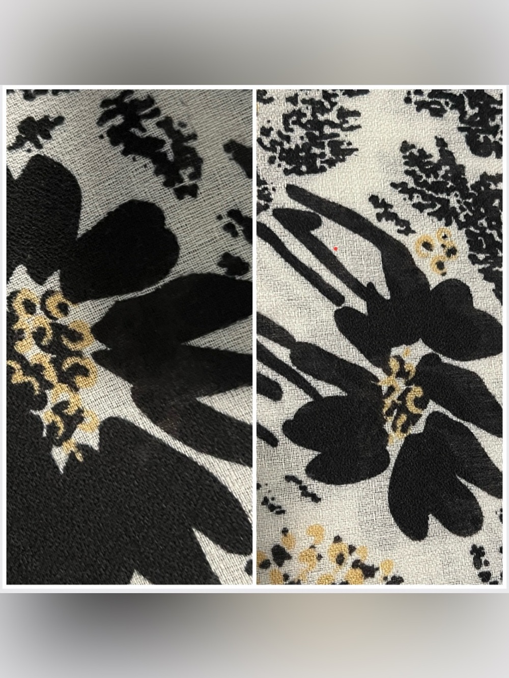 🎁Vintage Black & White Floral Oversized Scarf  •  Wrap • Butter Yellow Accents - Picture 7 of 13